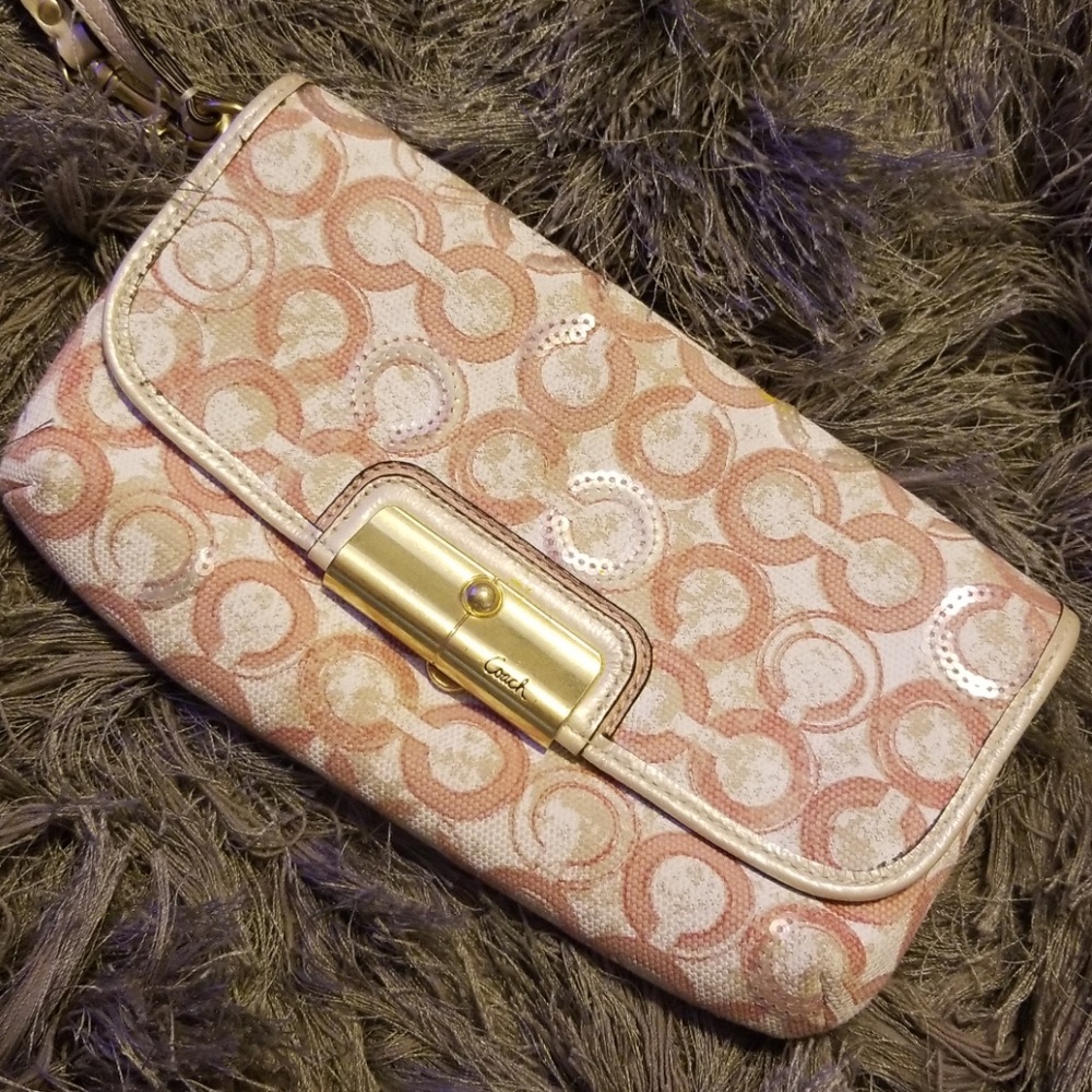Coach pink sequin clutch